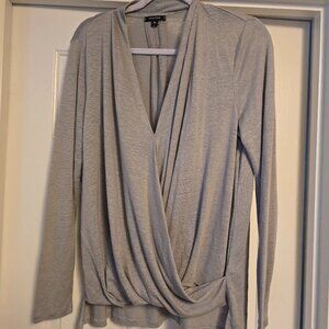 Stella + Dot Light Faux Cross Over‎ Top in Light Grey Size XL